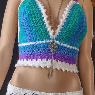 White Rainbow Summer Crop Top