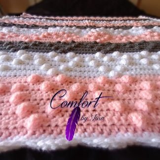 Popcorn-Heart Striped Baby Blanket