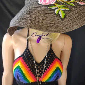 Black Rainbow Crop Top